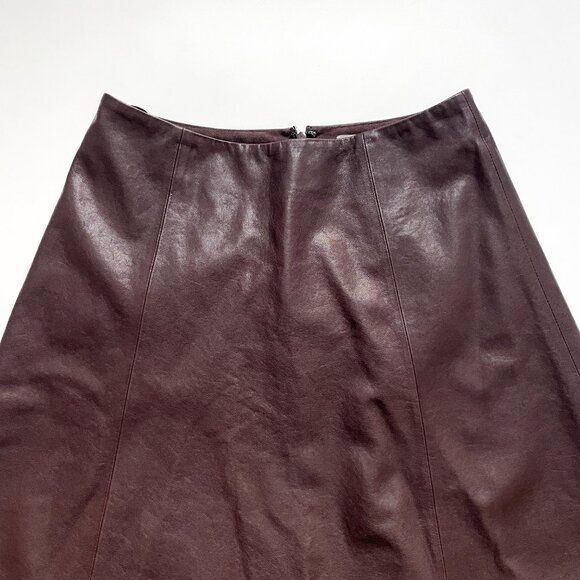 Banana Republic Lambskin Leather Skirt Ripened Berry Burgundy Size 8 NEW NWT - Picture 4 of 13